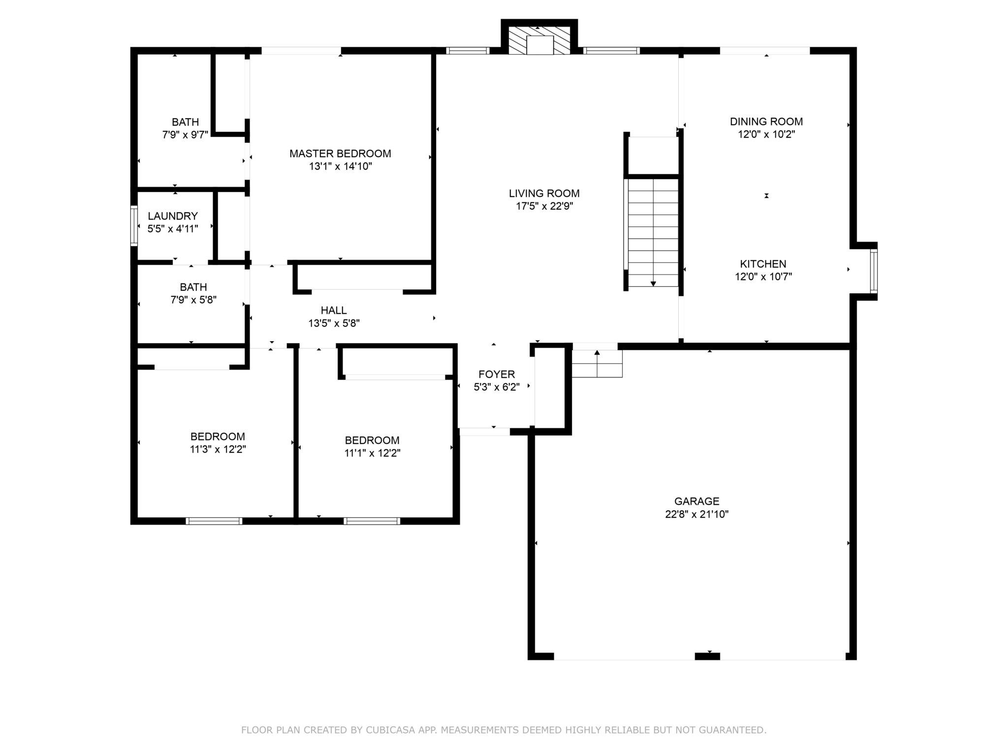 A black and white floor plan of a home with room names and dimensions.